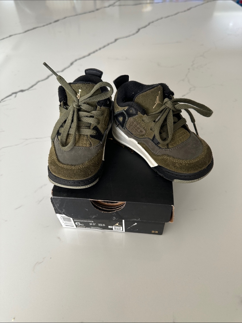 Jordan Kids Olive Green and Black Low-Top Sneakers